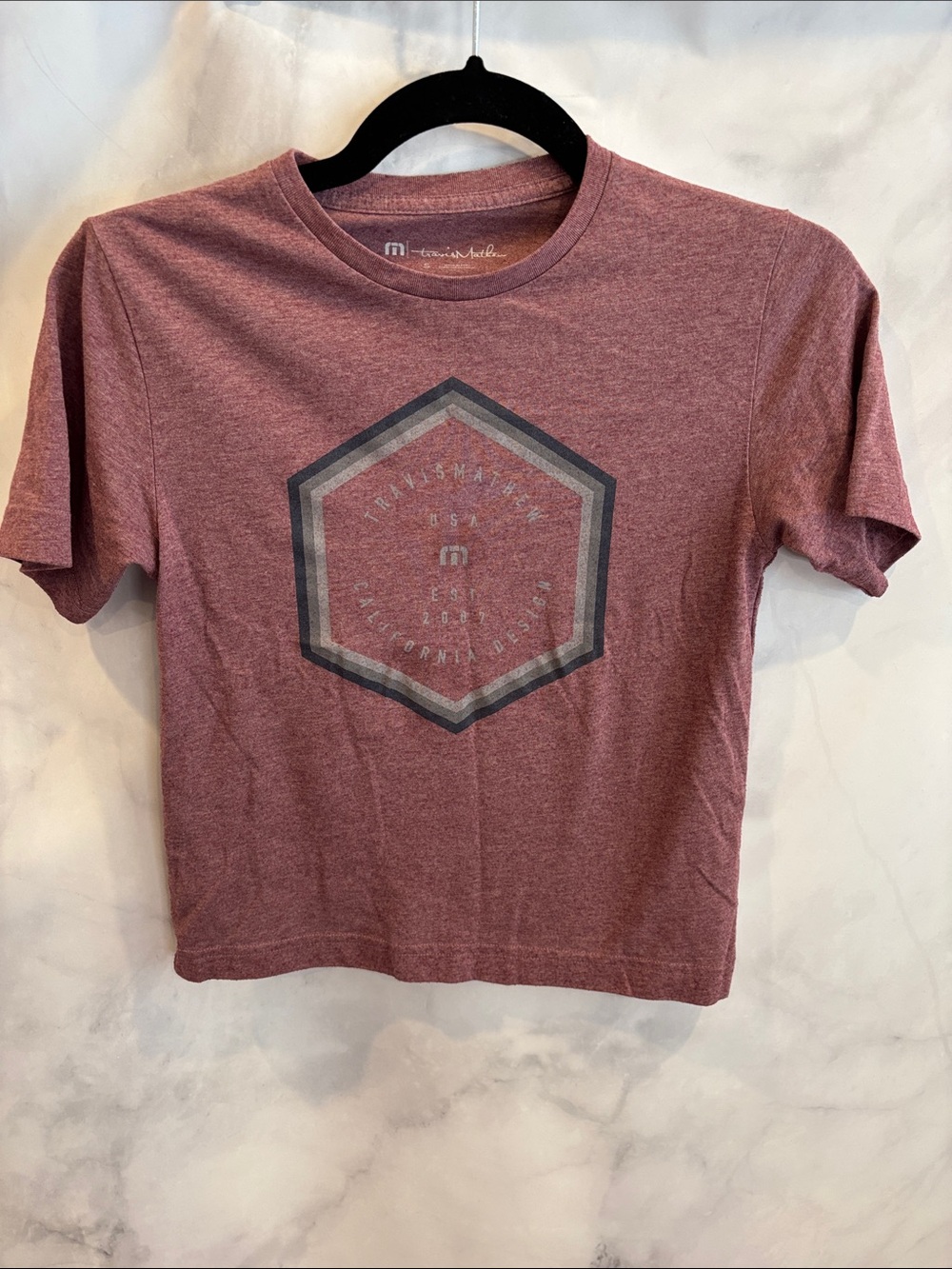 Travis Mathew Heather Mauve Graphic Tee with Hexagon Logo